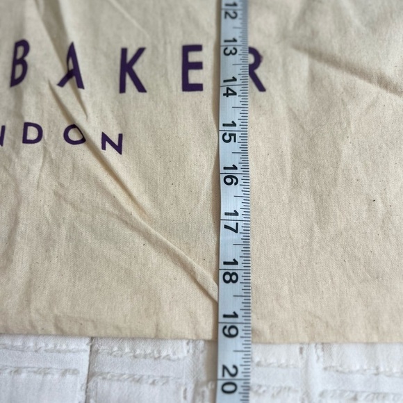 Ted Baker London Drawstring Large Cream Colored Dust Bag with Purple Lettering - Picture 4 of 5